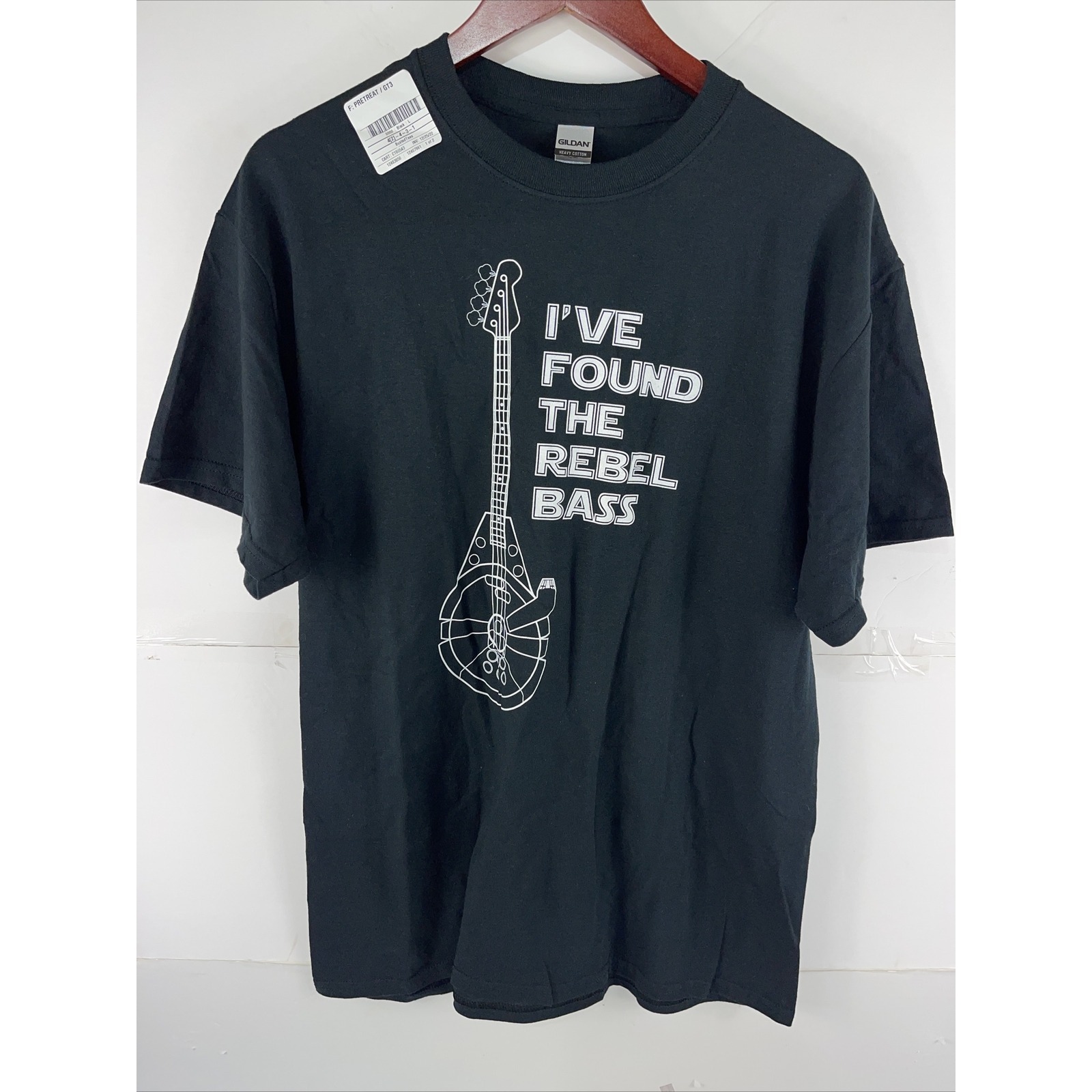 Gildan Printed T-Shirt Black Mens Large Short Sleeve Heavy Cotton